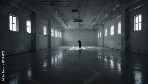 In a stark white room  a lone weapon gleams  its silhouette cutting through the emptiness with an eerie allure ai_generated