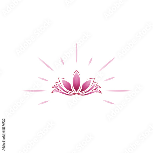 the lustration of a lotus flower that emits purple light