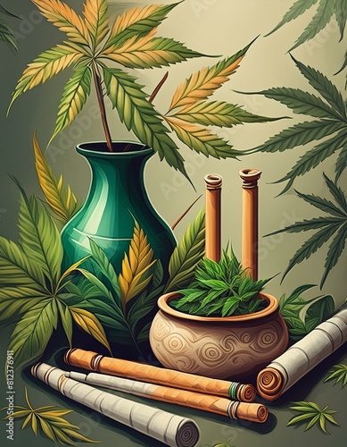 cigarros y planta de cannabis sativa (imagen 3).