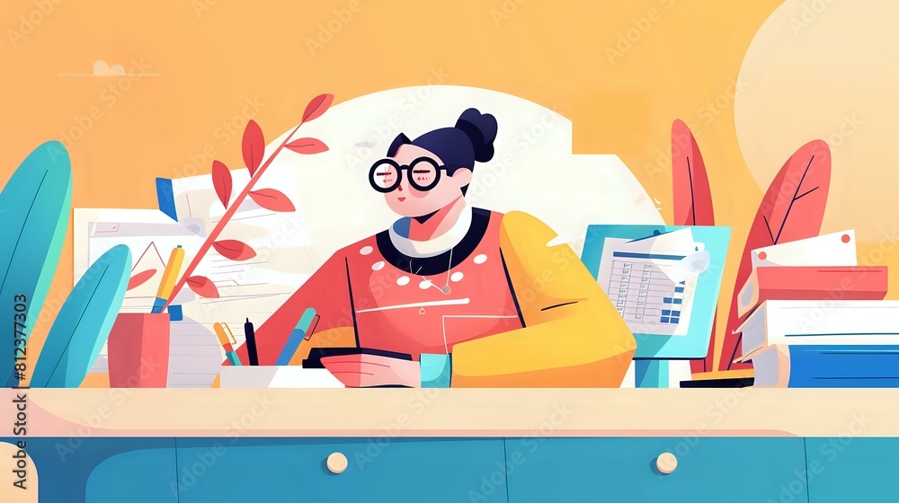 Obraz premium Illustration capturing the supervisory aspect of an Accounting Supervisor's role