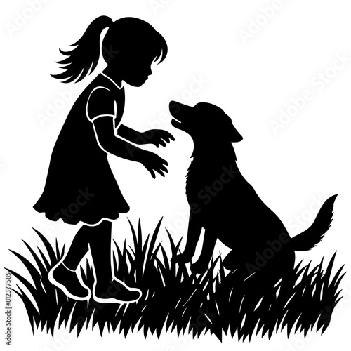 silhouette-design-of-a-young-girl-playing-with-her