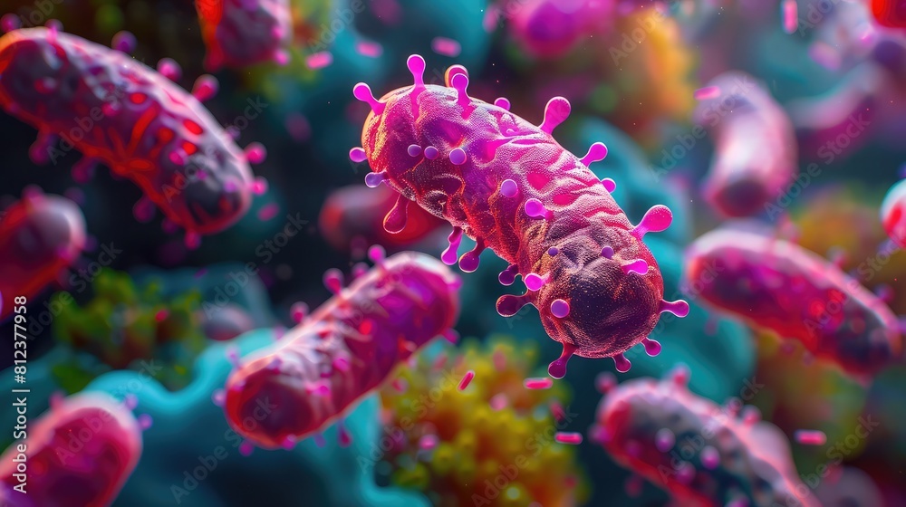 Macro view of healthy gut bacteria and microbes Background Macro view of healthy gut bacteria and microbes Background