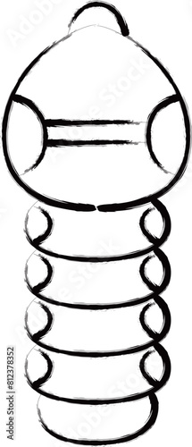 筆書きミニ昆虫イラストアイコン　芋虫