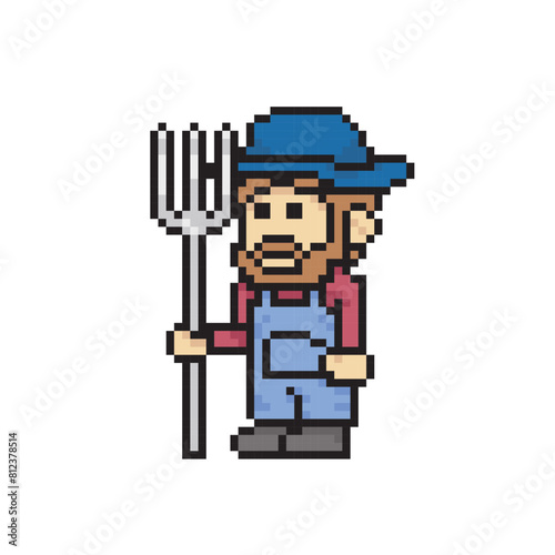 farmer man icon pixel art