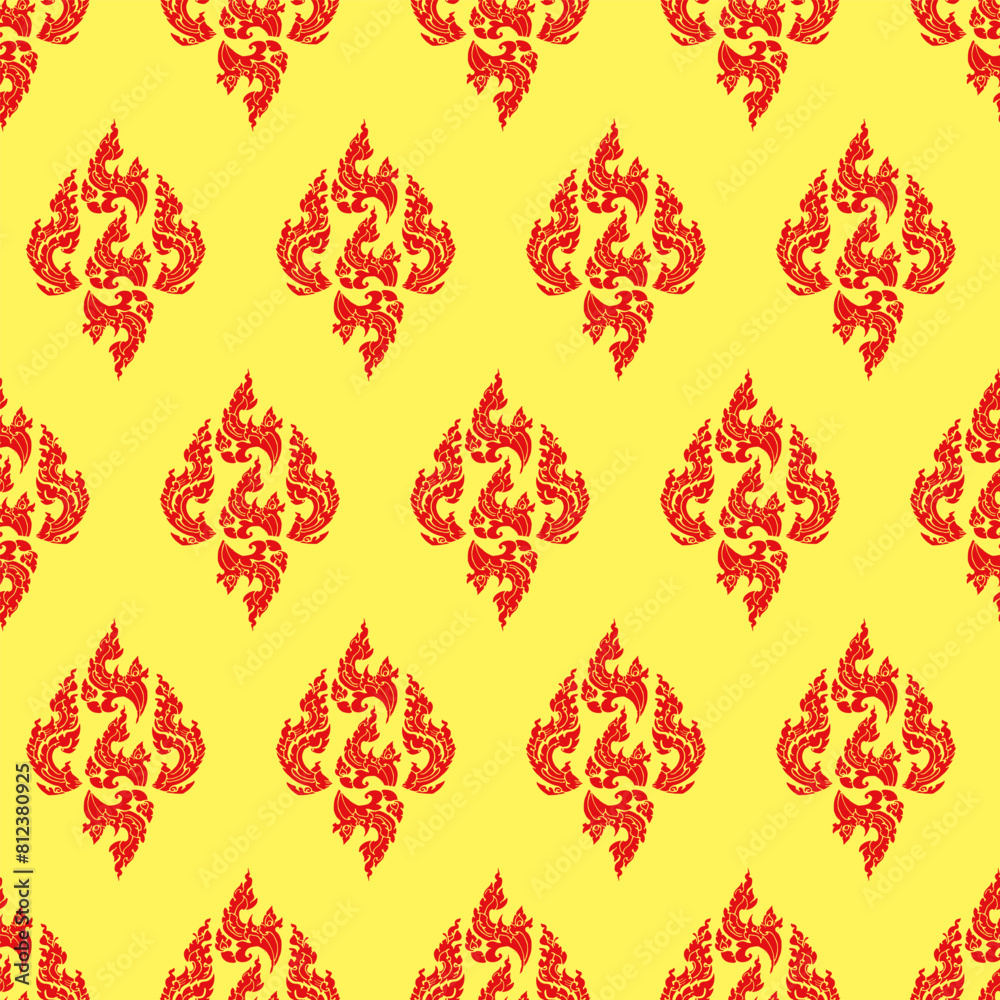 Thai Pattern dark red and yellow background Thai Pattern dark red and yellow background