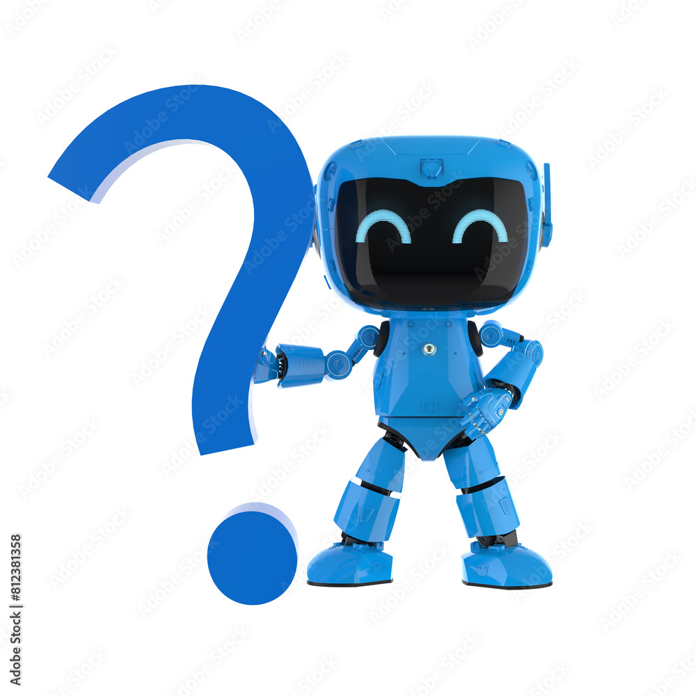 Personal assistant robot with question mark Personal assistant robot with question mark