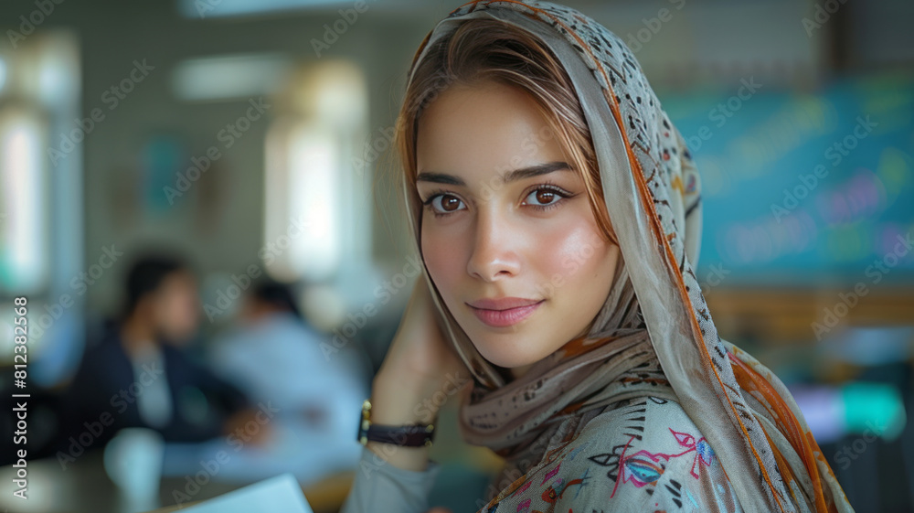 a beautiful female young pakistani Hijabi teacher,generative ai a beautiful female young pakistani Hijabi teacher,generative ai