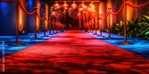 VIP Entrances: Red Carpet Rope Barriers for Glamorous Events. Concept Red Carpet Events, VIP Entrances, Rope Barriers, Glamorous Events photo