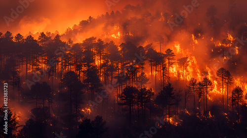 Forest Fire with Trees on Fire