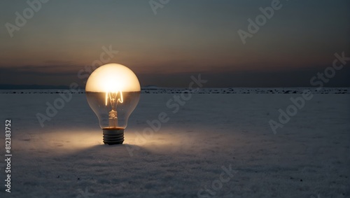 In the midst of a vast expanse of solid white, a lone bulb flickers with tentative light ai_generated photo