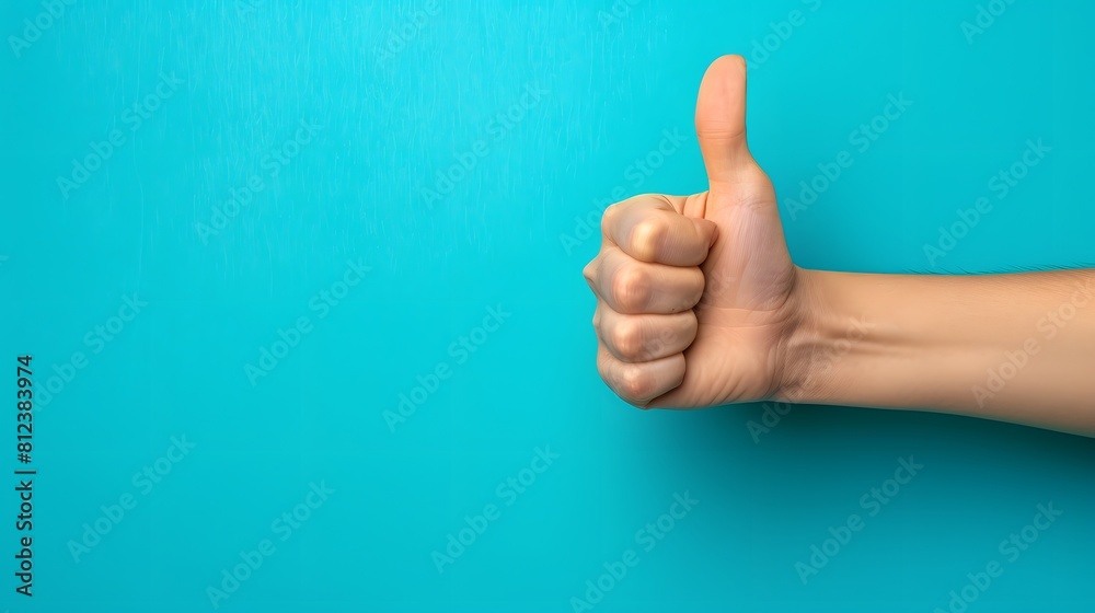 A thumbs up gesture on a blue background, representing positive thoughts and satisfaction with the work done.
A thumbs up gesture on a blue background, representing positive thoughts and satisfaction with the work done.