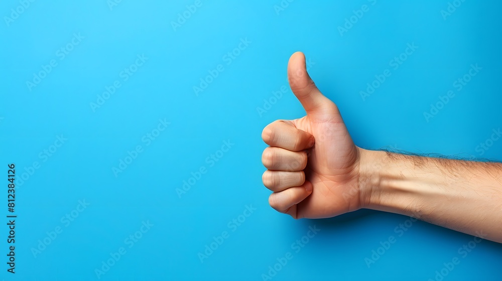 A thumbs up gesture on a blue background, representing positive thoughts and satisfaction with the work done.
A thumbs up gesture on a blue background, representing positive thoughts and satisfaction with the work done.