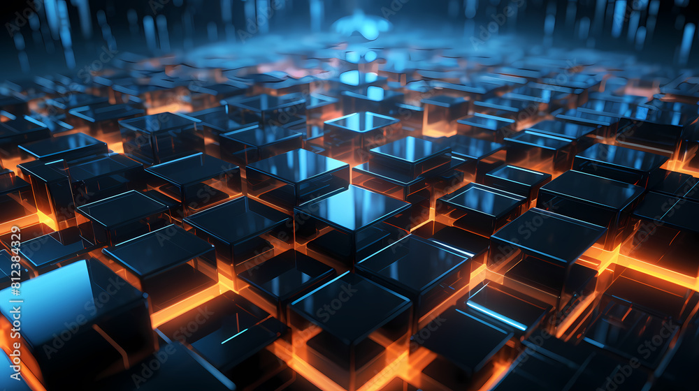 Obraz premium Abstract futuristic background with cube elements