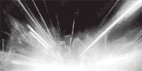 Halftone dots lightning explosion pop art comic background. Vector Illustration