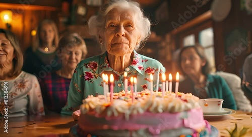 celebrate grandma's birthday with your family, full of joy and happiness photo