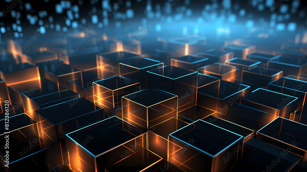 Fototapeta premium Abstract futuristic background with cube elements