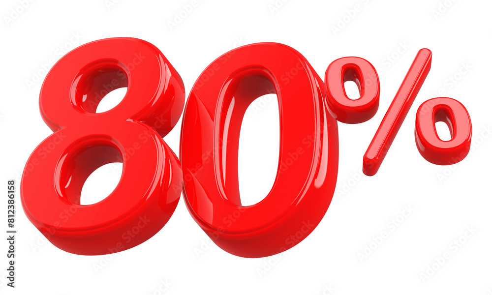 80 percent red 3d render 80 percent red 3d render