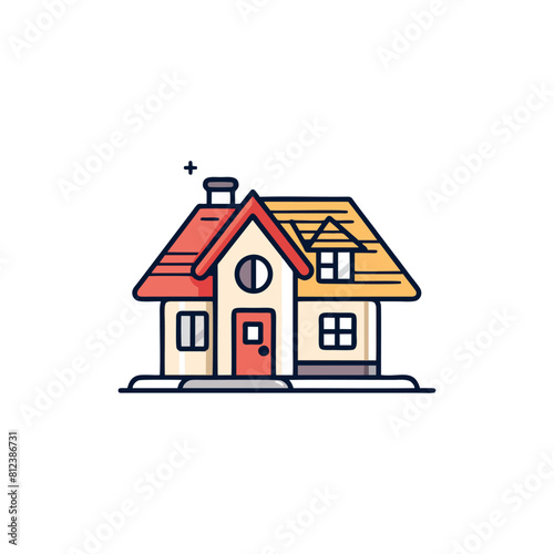 flat vector illustration of house property cottage line icon