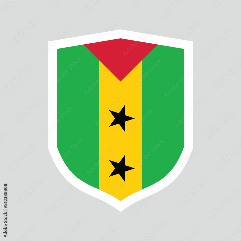 Sao Tome and Principe Flag in Shield Shape