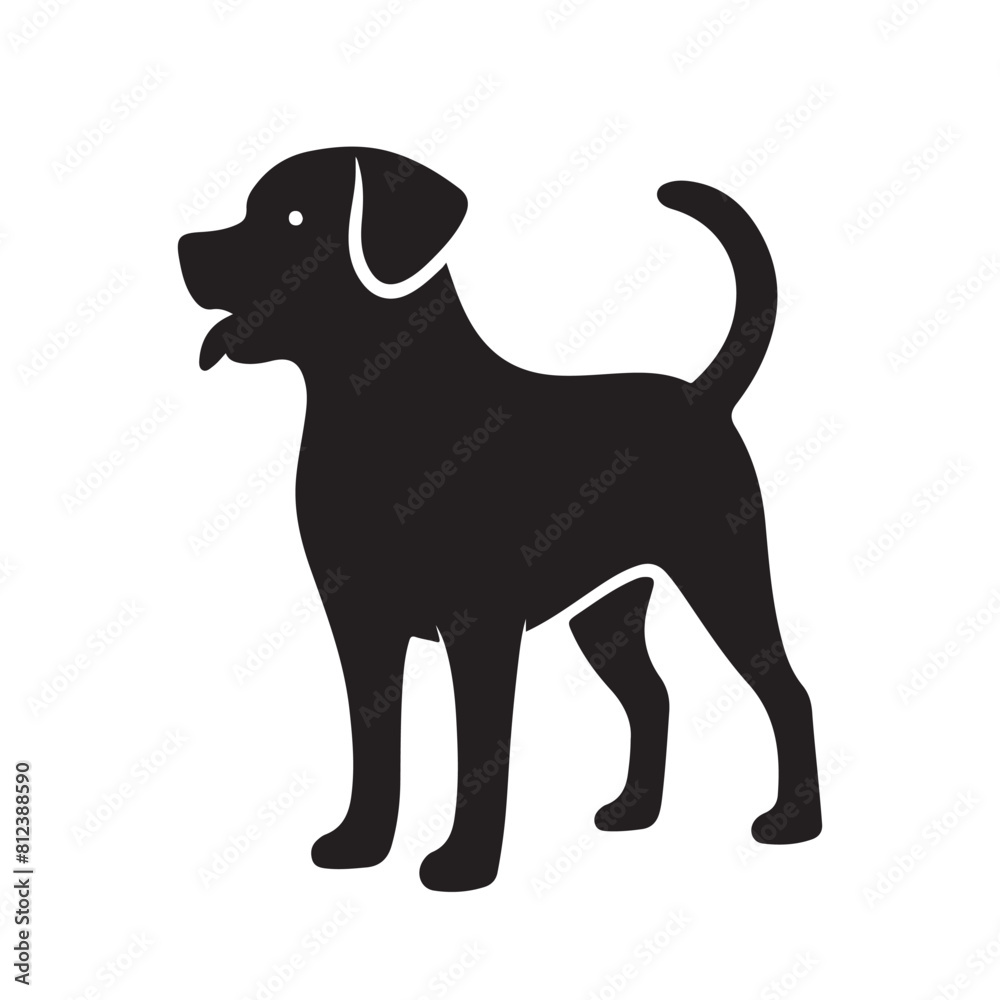 isolated black silhouette of a dog collection, Set of dog silhouette vector. Dogs and puppies in different breed, corgi, golden retriever, poses, sitting, standing, jump