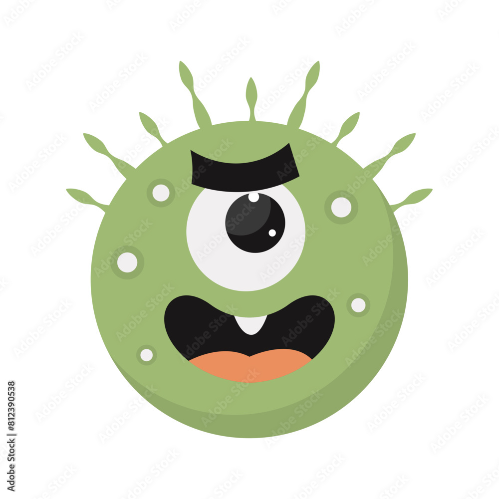 Obraz premium Cute and Funny Bacteria Virus Character. with Cartoon Design Style. Isolated Vector