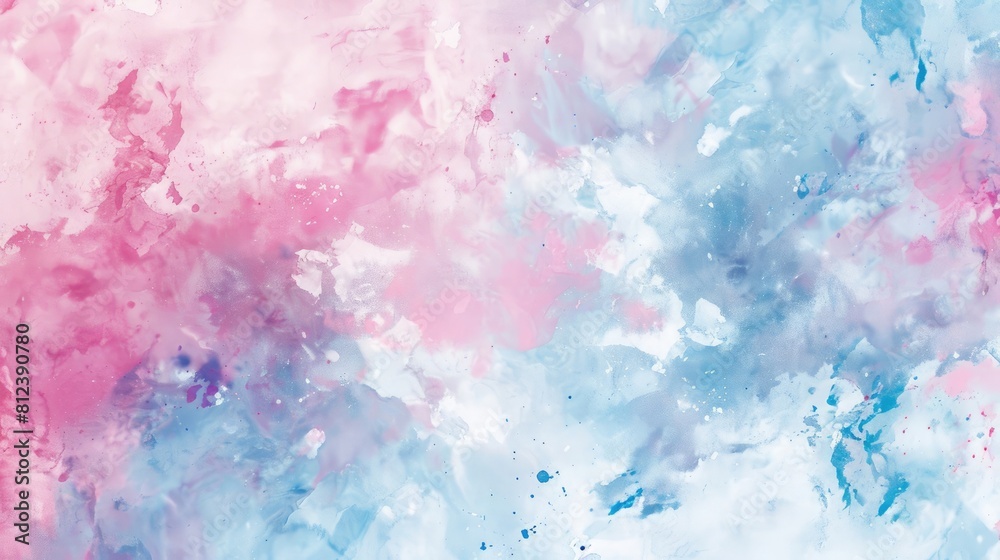 Soft, dreamy watercolor blots in hues of pink and blue creating a tranquil abstract pattern, ideal for backgrounds or creative designs