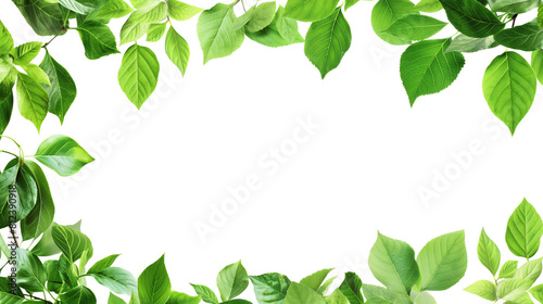 Green leaves with frame style isolated on white background