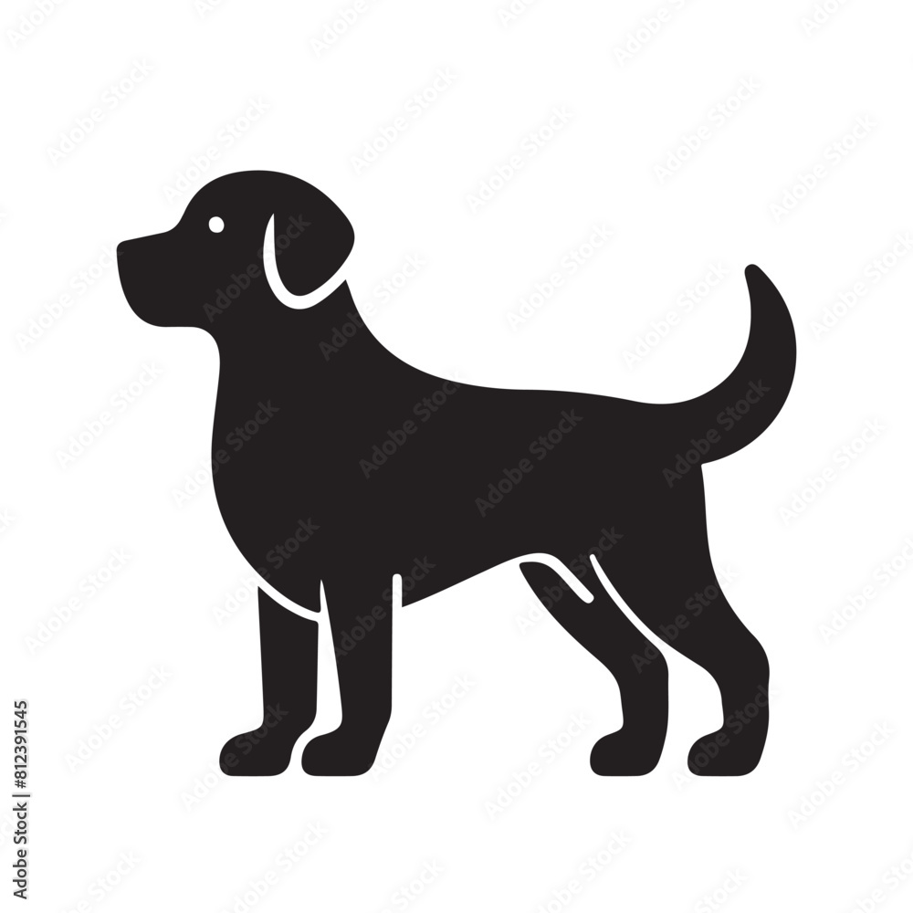 isolated black silhouette of a dog collection, Set of dog silhouette vector. Dogs and puppies in different breed, corgi, golden retriever, poses, sitting, standing, jump