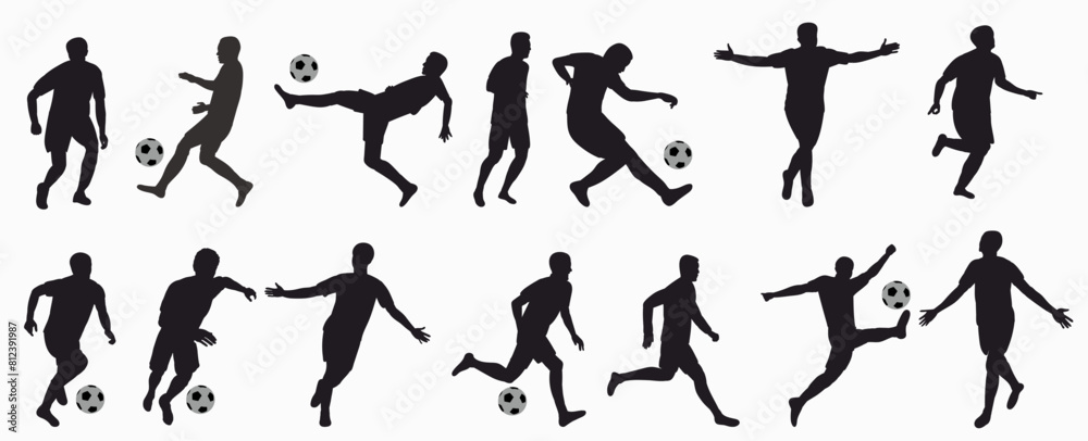 Set of soccer player. Silhouette of football player on white background. Set of soccer player. Silhouette of football player on white background.