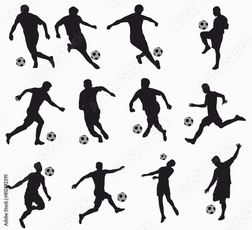 Wallpaper Mural Football player silhouette.  Collection of soccer player in motion action.  Torontodigital.ca