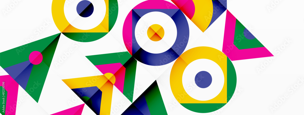 A creative textile art piece featuring a variety of colorful geometric shapes such as rectangles, circles, and patterns in electric blue on a white background, showcasing symmetry and artistic flair A creative textile art piece featuring a variety of colorful geometric shapes such as rectangles, circles, and patterns in electric blue on a white background, showcasing symmetry and artistic flair