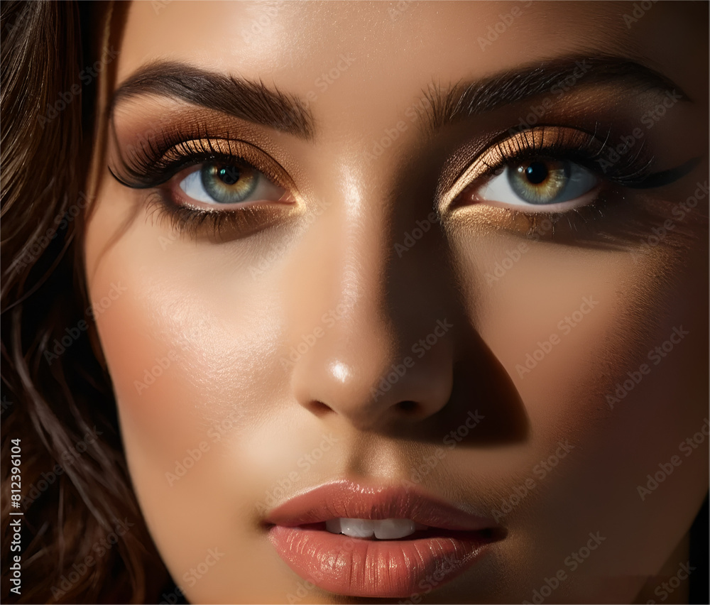 Closeup Face of young girl with beautiful eyes