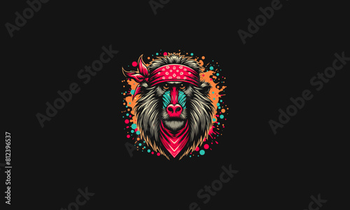 face baboon wearing bandana vector illustration design