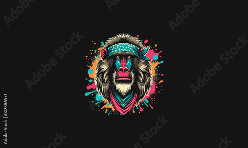 face baboon wearing bandana vector illustration design