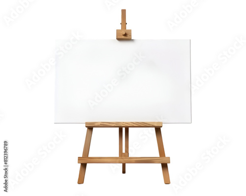 Wooden easel with blank canvas. Water painting concept or mockup