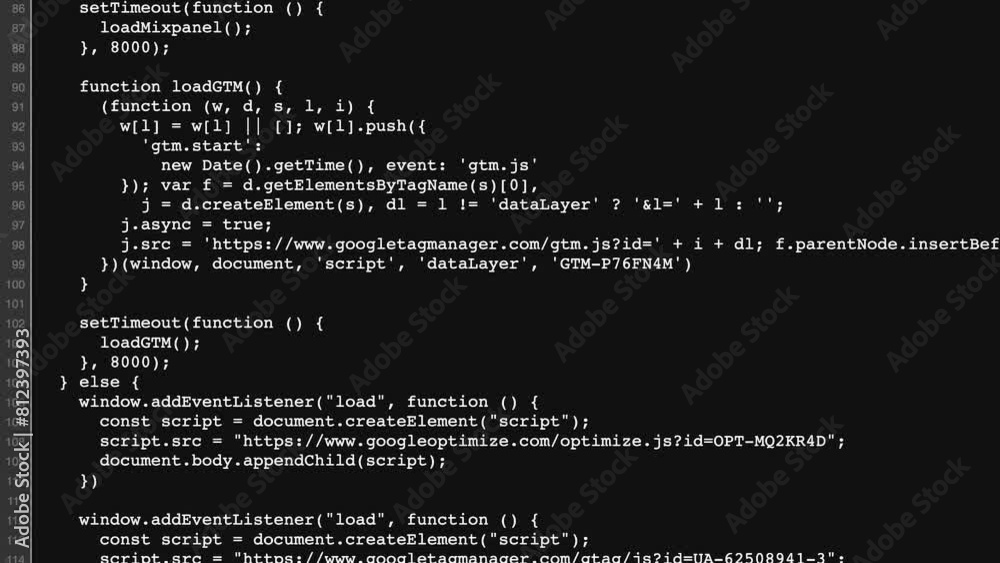 Website HTML code with colourful tags in browser.