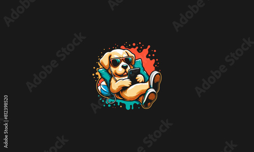 dog relax on chair vector logo design