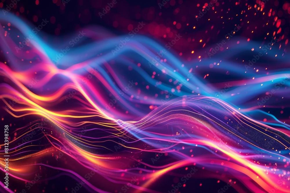 Neon Waves, Energy Light Lines Flow, abstract background with pink blue glowing neon lines and bokeh, AI generated Neon Waves, Energy Light Lines Flow, abstract background with pink blue glowing neon lines and bokeh, AI generated