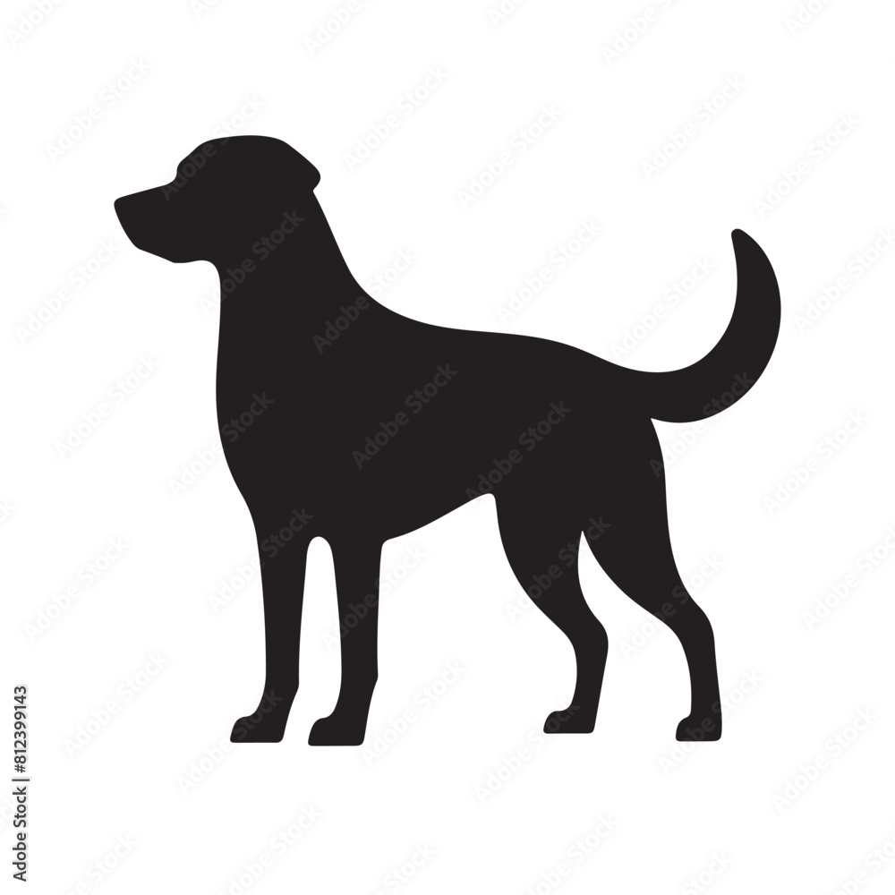 isolated black silhouette of a dog collection, Set of dog silhouette vector. Dogs and puppies in different breed, corgi, golden retriever, poses, sitting, standing, jump