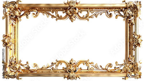 The antique gold picture frame isolated