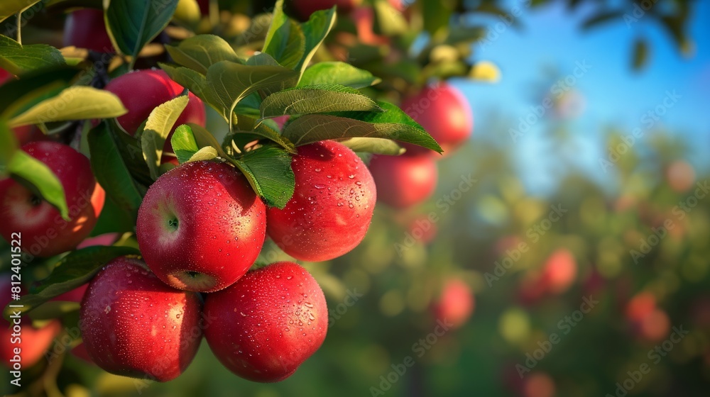 Bountiful Harvest: Vibrant Apples on Tree in the Enchanting Garden 