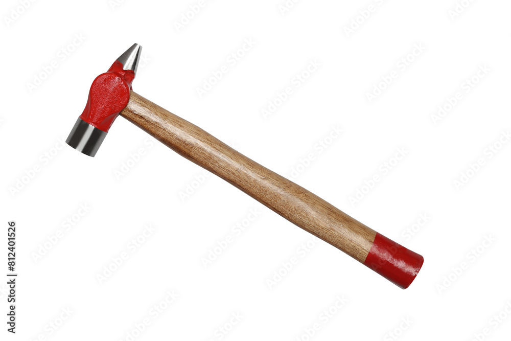 red painted head hammer with wooden handle isolated red painted head hammer with wooden handle isolated