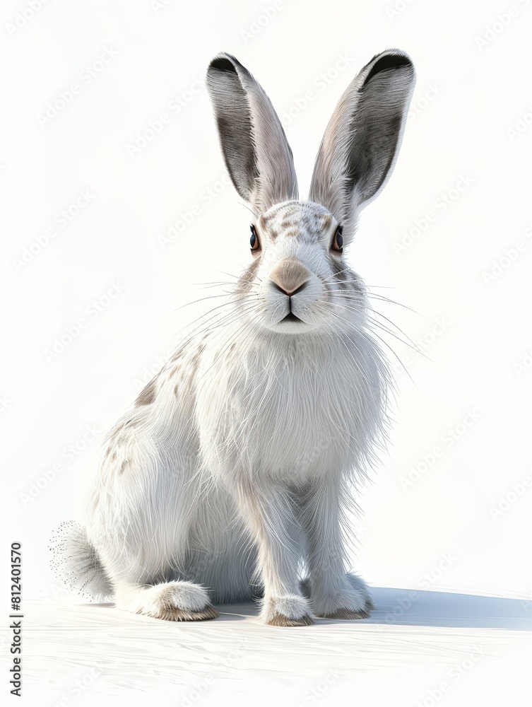 Fototapeta premium white rabbit on white background