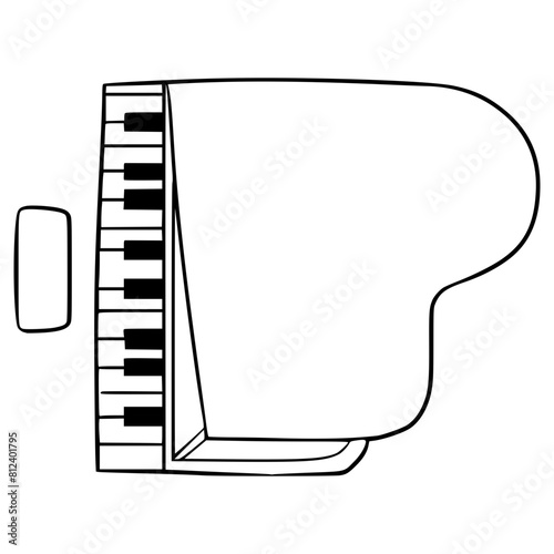 piano illustration hand drawn outline vector