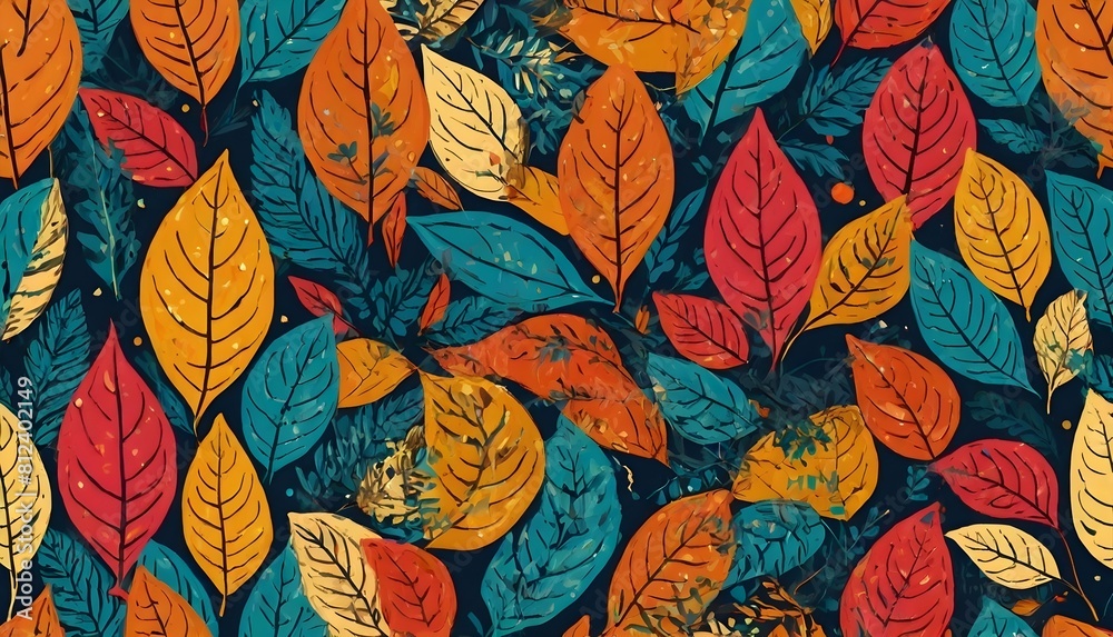 Bright funny seamless pattern with abstract leaves. Vector design Bright funny seamless pattern with abstract leaves. Vector design