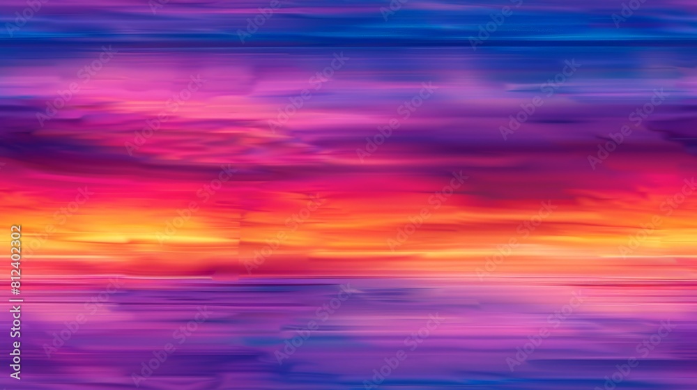 Vibrant sunset hues captured in a panorama, showcasing the spectrum of colors as the sun dips below the horizon
