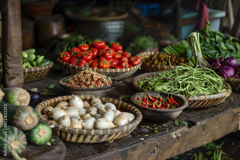 Fresh produce at a traditional market stall