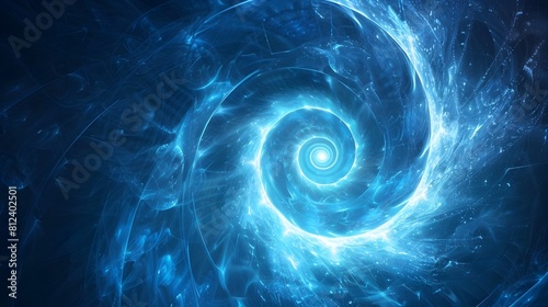 Mesmerizing Swirling Vortex of Glowing Blue Cosmic Light and Energy