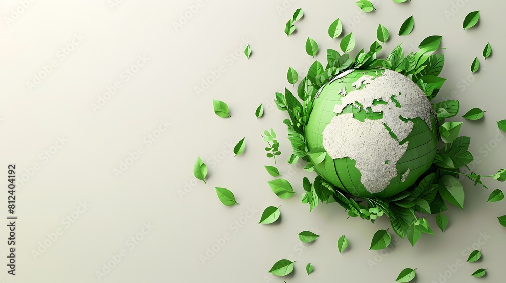 Earth covered with green leaves on a light background, depicting the concept of sustainable development.
Earth covered with green leaves on a light background, depicting the concept of sustainable development.