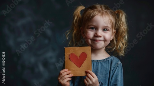Child holding a sign saying Jeg Elsker Dig I Love You in a studio shot photo